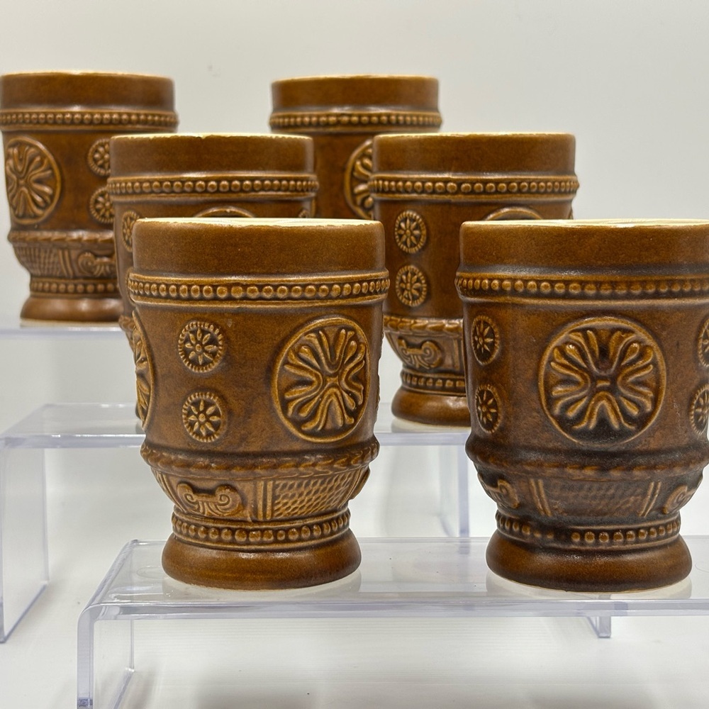Set of 6 West Germany 8 oz Tumblers. Vintage Salt Glaze Tumblers.